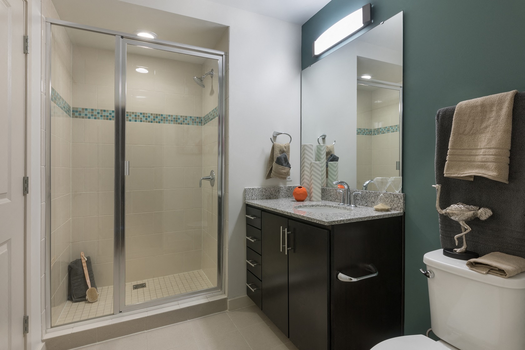 Bathrooms in all apartment homes are modern and feature designer touches.