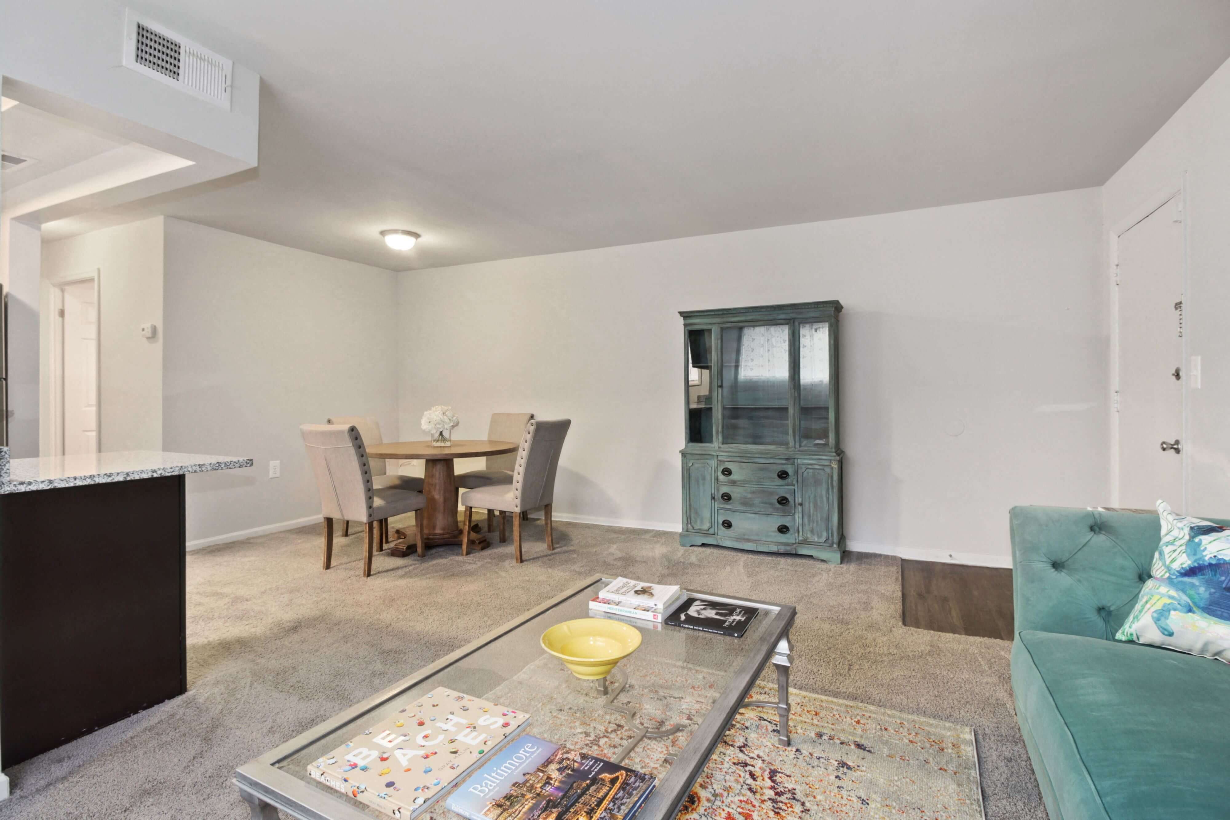 Living room with dining table