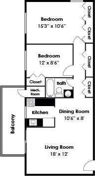2 Bedroom Floor Plan 3