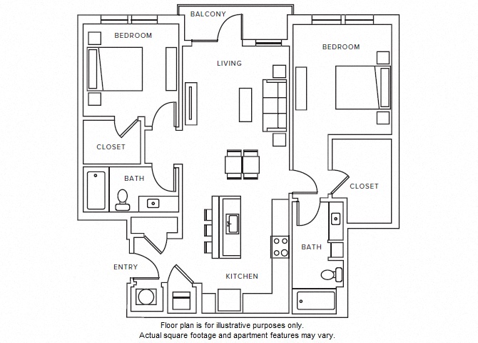 B2 floor plan at Windsor Parkview, Chamblee, Georgia