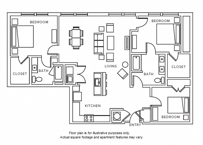 C1 floor plan at Windsor Parkview, Chamblee, Georgia