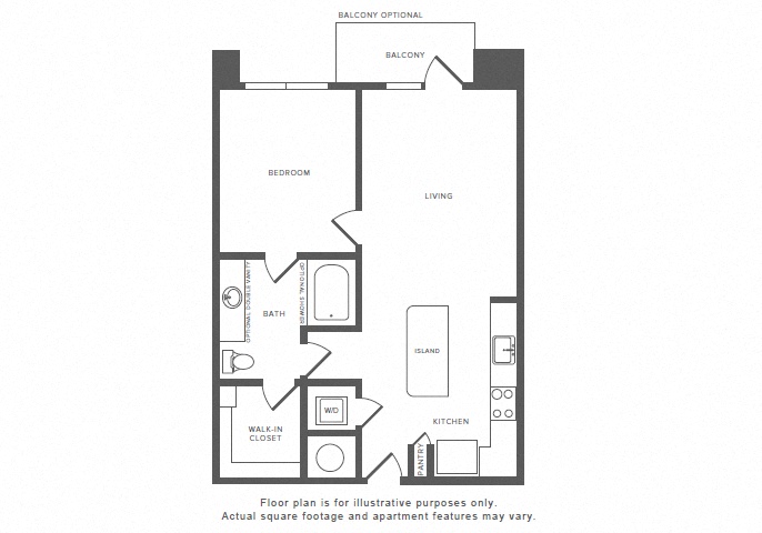 1 Bed 1 Bath A7.1 Floor Plan at Windsor by the Galleria, Dallas, 75240