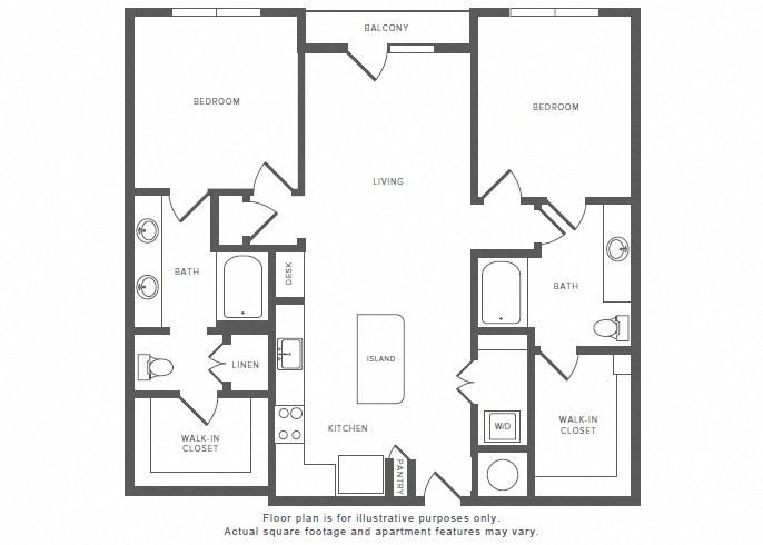 2 Bed 2 Bath B4.1 Floor Plan at Windsor by the Galleria, Texas