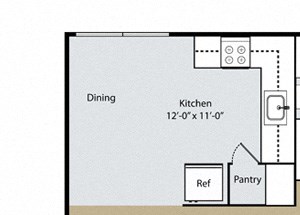 2 Bed 1 Bath Floor Plan 2 Bed 1 Bath Floor Plan at Barcelona Apartments, Visalia
