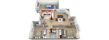 2 bedroom 2 bathroom  Berkshire Floor Plan at Dartmouth Tower at Shaw, Clovis, CA, 93612
