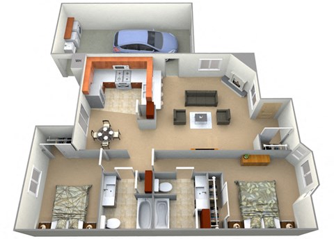 2 bedroom 2 bathroom  Berkshire Floor Plan at Dartmouth Tower at Shaw, Clovis, CA, 93612