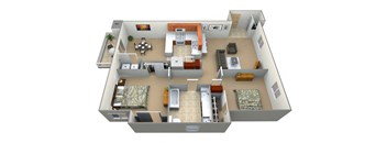 2 bedroom 1 bathroom Canterbury Floor Plan at Dartmouth Tower at Shaw, Clovis, CA