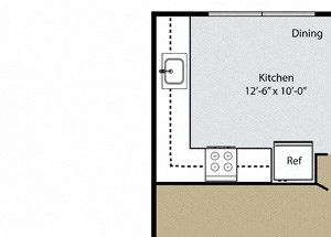 1 bedroom and 1 bathroom Jillingham Floor Plan 1 bedroom and 1 bathroom Jillingham Floor Plan at Scottsmen Too Apartments, Clovis, 93612