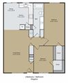 2 bedroom 1 bath room Kingston Floor plan B 2 bedroom 1 bath room Kingston Floor Plan at Scottsmen Too Apartments, California, 93612