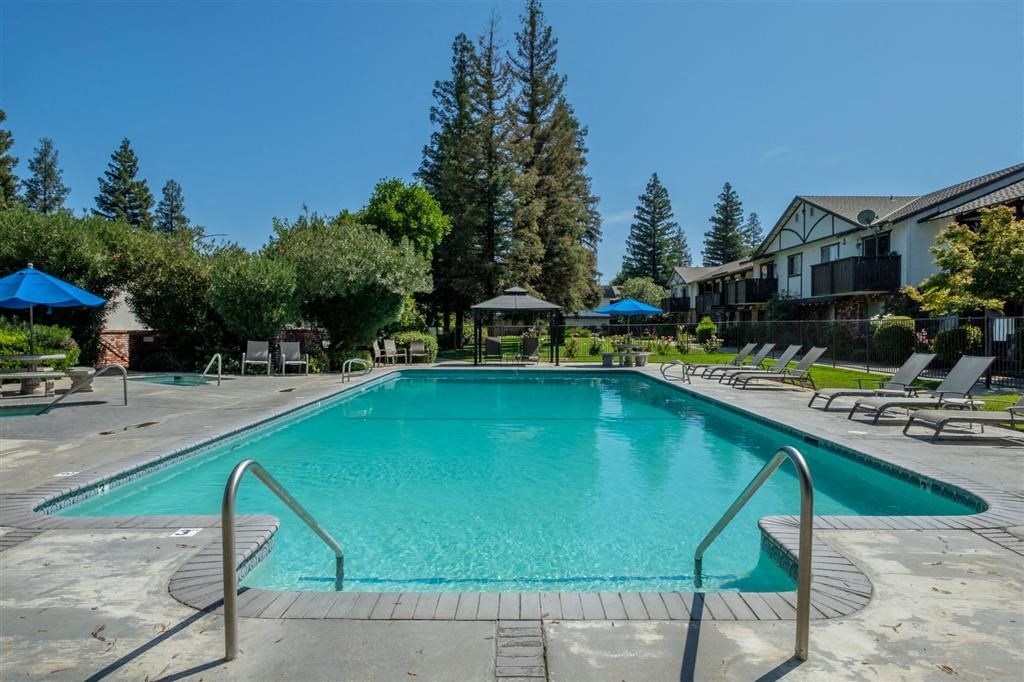 Resort Inspired Pool with Sundeck at Scottsmen Too Apartments, California