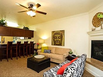 Ceiling Fan In Living Room at Villa Faria Apartments, California