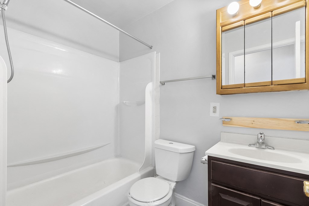 a bathroom with a toilet and a sink and a bath tub