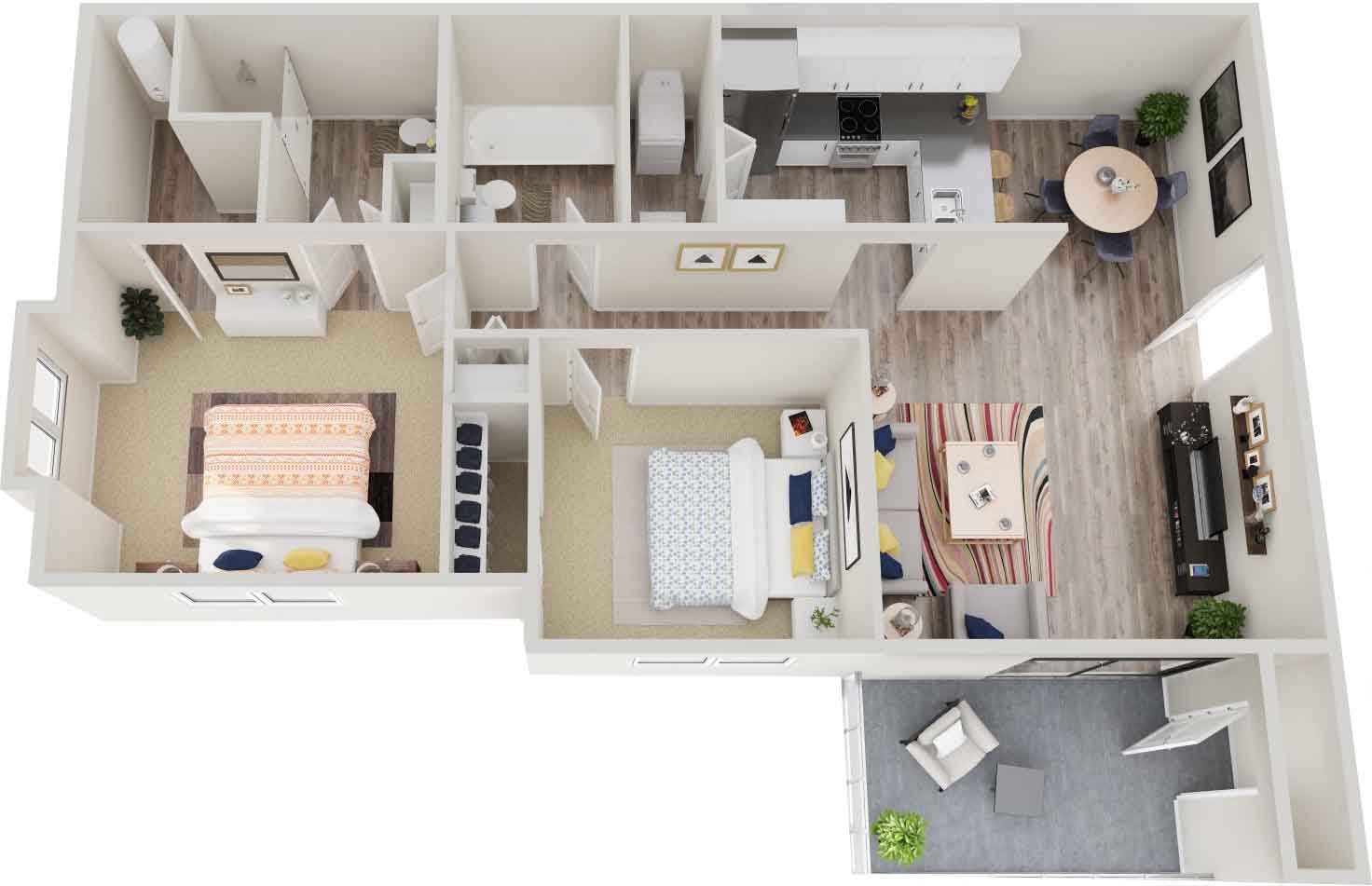GoGo West 2 Bedroom 2 Bath Floor Plans