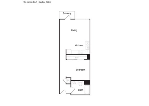 E6.1 - Studio Floor Plan at 6th and G Apartments in San Diego, CA 