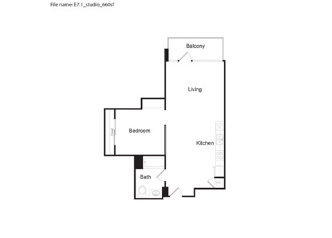 E7.1 - Studio Floor Plan at 6th and G Apartments in San Diego, CA 