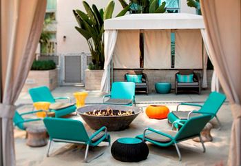 Outdoor Lounge With Fire Pit at 7th and G Apartments in San Diego, California