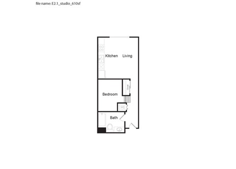 E2.1 - Studio Floor Plan 2 at 7th and G Apartments in San Diego, CA 