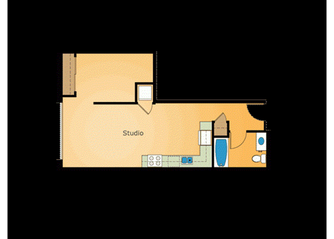 E3.1 - Studio Floor Plan at 7th and G Apartments in San Diego, CA 