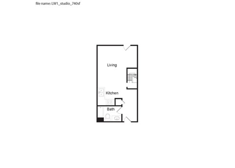 LW 1 - 1 Bed 1 Bath Floor Plan at 7th and G Apartments in San Diego, CA 