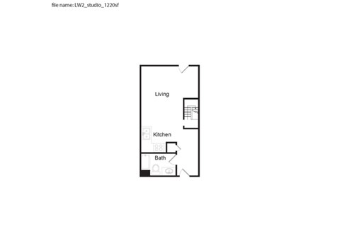 LW 2 - 1 Bed 2 Bath Floor Plan at 7th and G Apartments in San Diego, CA 