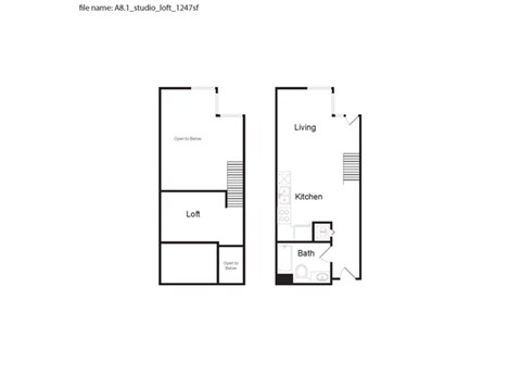 A8.1 - Studio Floor Plan at 7th and G Apartments in San Diego, CA 