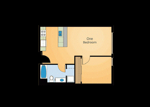 A9.1 - 1 Bed 1 Bath Floor Plan at 7th and G Apartments in San Diego, CA 