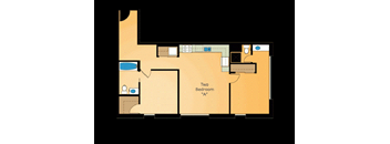 B1.2 - 2 Bed 2 Bath Floor Plan at 7th and G Apartments in San Diego, CA 