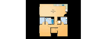 B2.2 - 2 Bed 2 Bath Floor Plan at 7th and G Apartments in San Diego, CA 