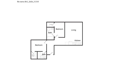 B4.2 - 2 Bed 2 Bath Floor Plan at 7th and G Apartments in San Diego, CA 