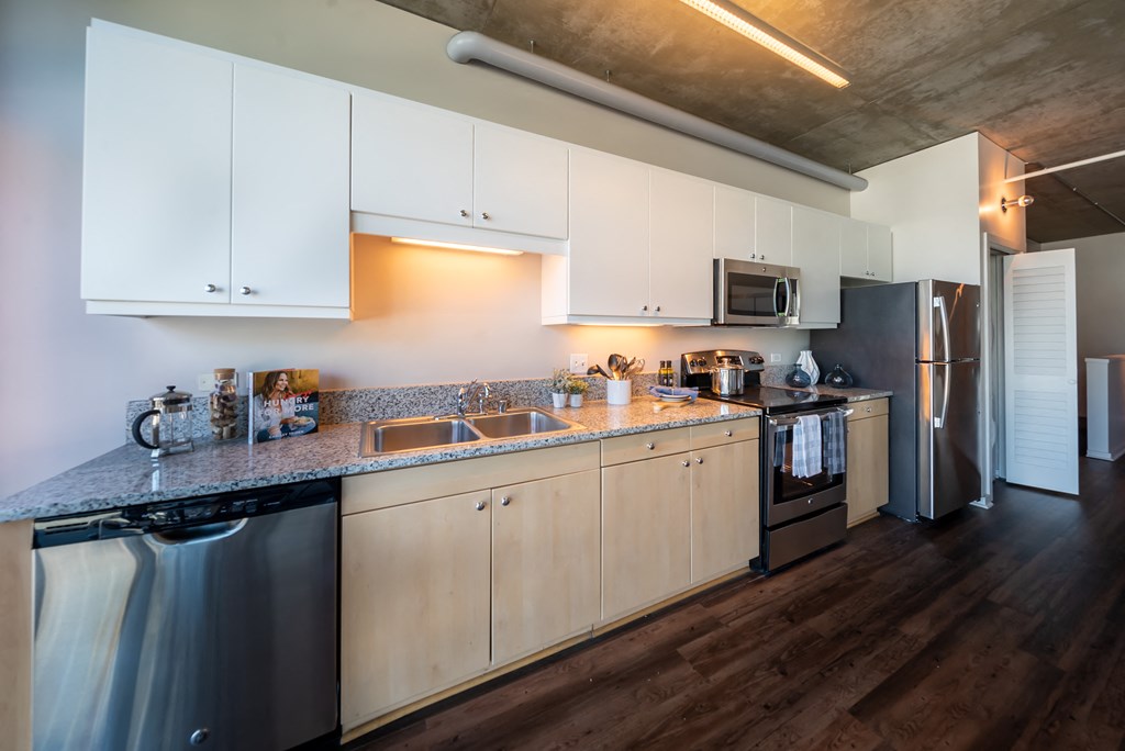 Fully-Equipped Kitchen in Studio Floor Plan at 10th and G Apartments in San Diego, CA