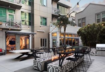 Outdoor Patio with Lighting at 10th and G Apartments in San Diego, CA
