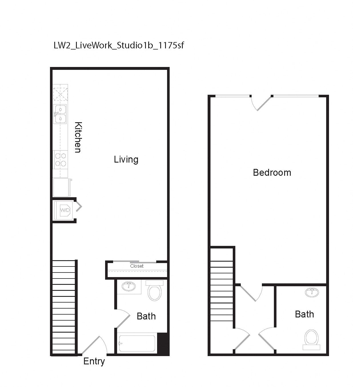 LW2 Studio Floor Plan at 10th and G Apartments in San Diego, CA