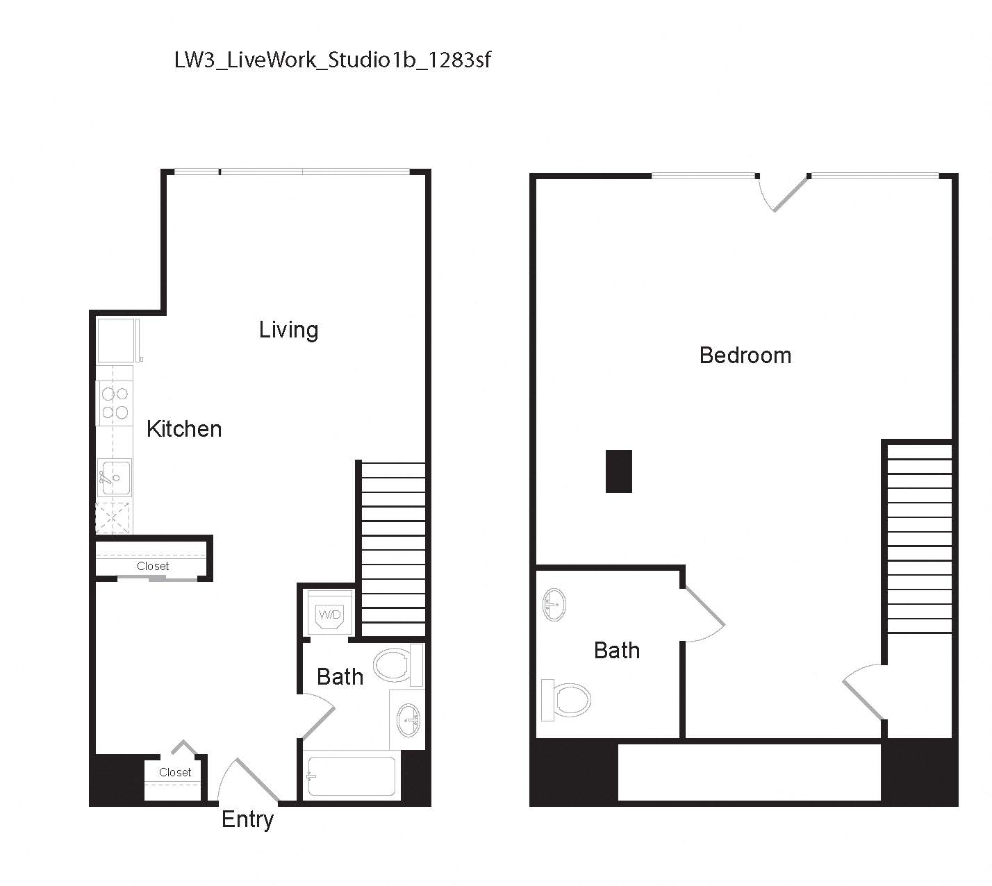LW3 Studio Floor Plan at 10th and G Apartments in San Diego, CA