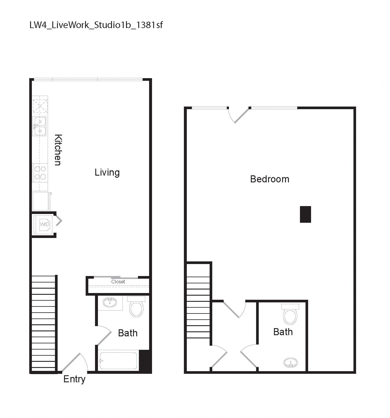 LW4 Studio Floor Plan at 10th and G Apartments in San Diego, CA