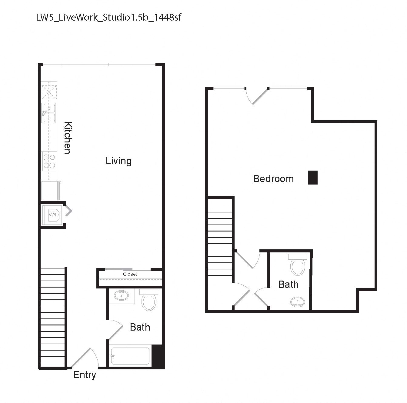 LW5 Studio Floor Plan at 10th and G Apartments in San Diego, CA