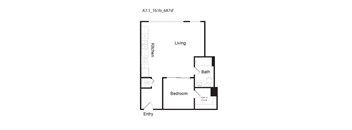 A7.1 - 1 Bed 1 Bath Floor Plan at 10th and G Apartments in San Diego, CA 