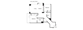 B8.2 - 2 Bed 2 Bath Floor Plan 2 at 10th and G Apartments in San Diego, CA 
