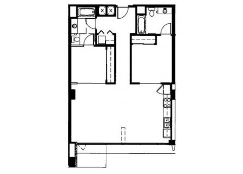 B9.2 - 2 Bed 2 Bath Floor Plan at 10th & G Apartments in San Diego, CA