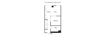 E15.1 - 1 Bed 1 Bath Floor Plan 2 at 10th and G Apartments in San Diego, CA 
