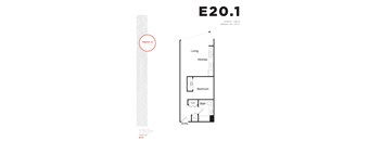 E20.1 - Studio Floor Plan Details at 10th and G Apartments in San Diego, CA 