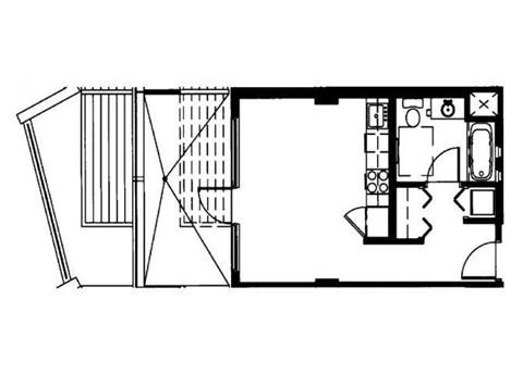 E1.1 - Studio Floor Plan at 10th & G Apartments in San Diego, CA