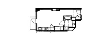 E3.1 Studio Floor Plan at 10th & G Apartments in San Diego, CA