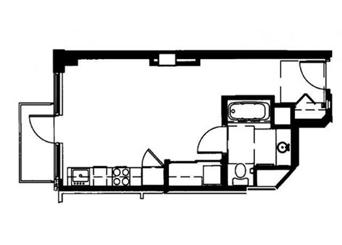 E3.1 Studio Floor Plan at 10th & G Apartments in San Diego, CA