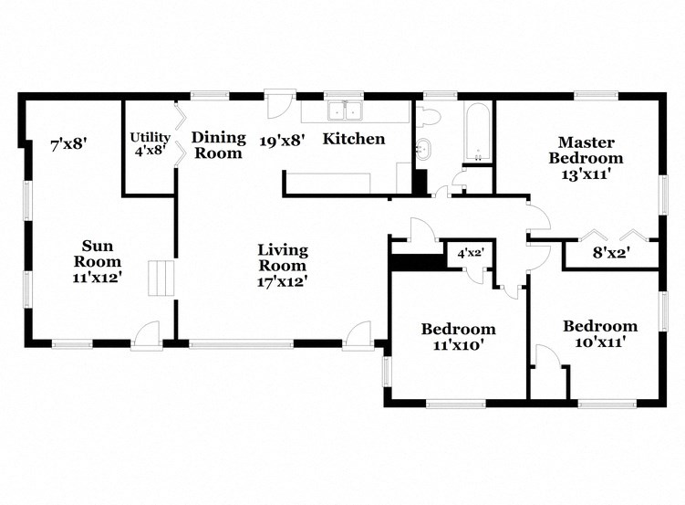 a floor plan of a house with bedrooms and a living room