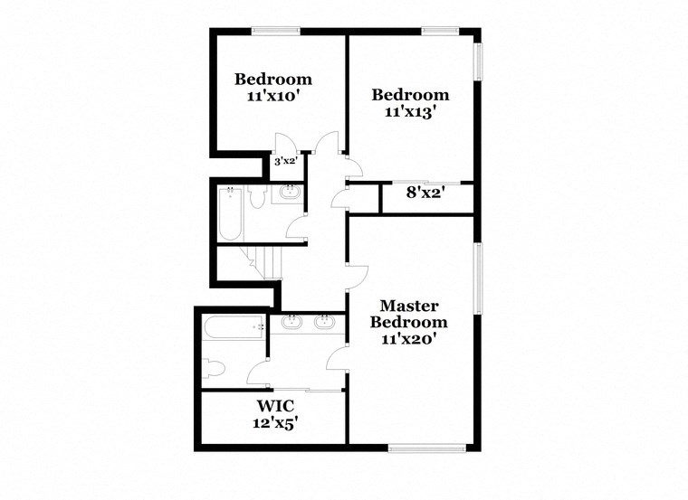 a floor plan of a house with a bedroom and a bathroom