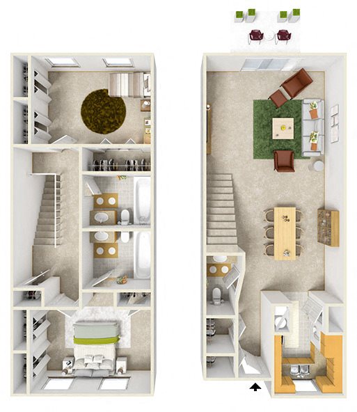 2br2.5ba 2 bedroom 2 and a half bath at Heritage Park Apartments in Tallahassee, FL 323042