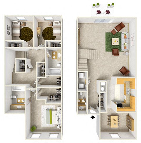 3br2.5ba 3 bedroom 2 and a half bath at Heritage Park Apartments in Tallahassee, FL 32304