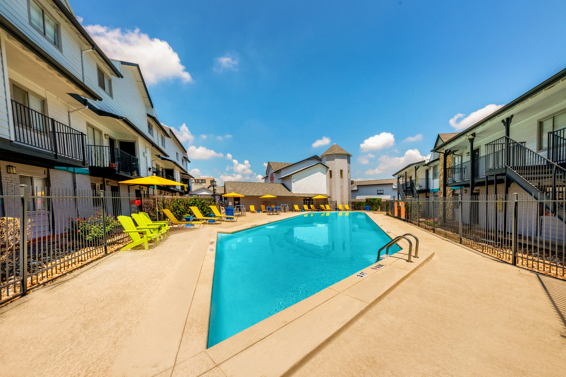 our apartments have a large swimming pool at our court