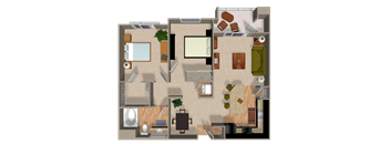 CONSERVE 2 Bed 1 Bath Floor Plan at The District East, La Mesa, 91942
