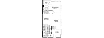 Cedar – 1 Bedroom 1 Bath Floor Plan Layout – 753 Square Feet